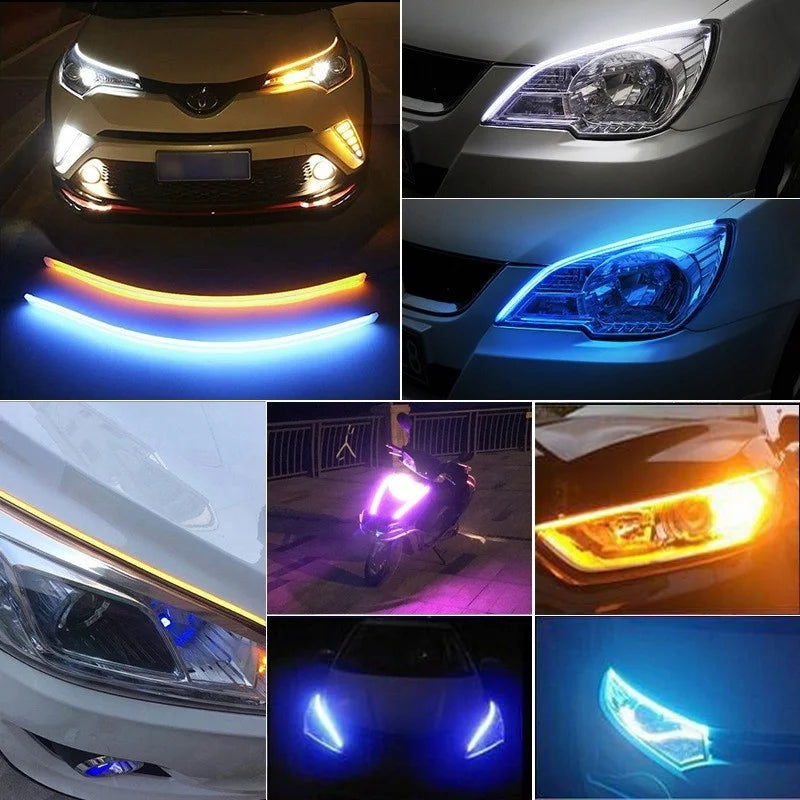 2pcs 17cm Universal Car COB Led Strip Automotive DRL Daytime Running Light External Lights 12V Waterproof Atmosphere Lamp COB