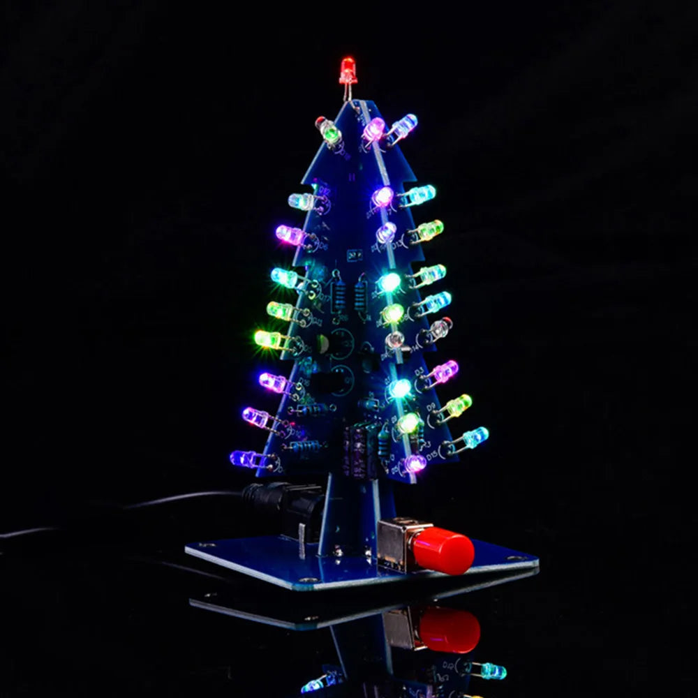 Xmas Tree DIY Kits RGB LED Flashing Tree DIY Kits Electronics Soldering Colorful 3D for Soldering Practice Learning