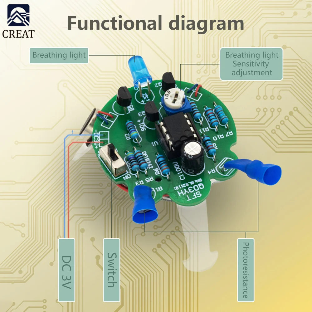 Electronic Soldering Simulated Firefly Flashing Robot DIY Kit LED Breathing Light Photosensitive Sensor Mobile Robot Part