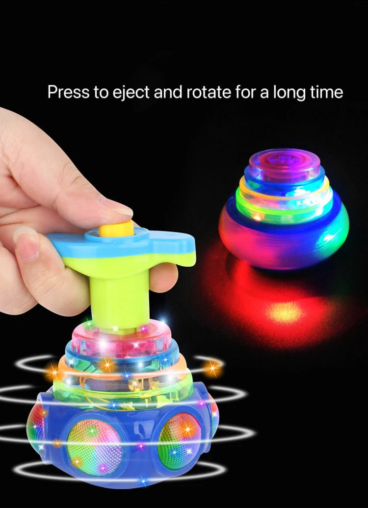 1 PCs Random Color Luminous Music Rotating Gyroscope Outdoor Toys Colorful Lights Luminous Toys Notes