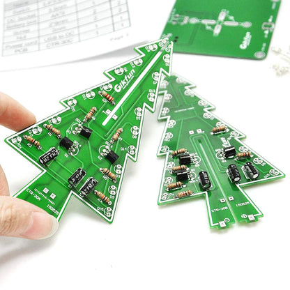 3D xmas Tree Soldering Practice Electronic Science Assembly Kit 3 Color/7 Color NoFlashing LED PCB DIY Electronics Kits