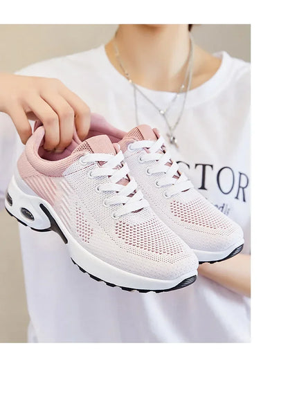 New Running Shoes Ladies Breathable Sneakers Summer Light Mesh Air Cushion Women's Sports Shoes Outdoor Lace Up Training Shoes