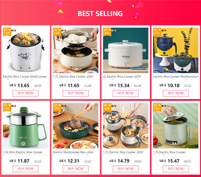 Electric Rice Cooker 220V Multi-function Non-Stick Cooker LED Smart Mini Rice Cooker Steamed Pot for Home EU UK Plug