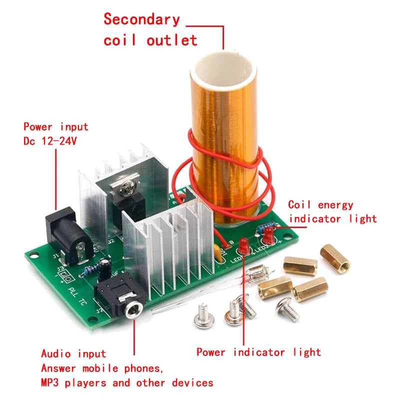 Tesla Coil DIY Welding Kit Self-Made Arc Fun Coil Audio Electronic Production and Assembly Experiment