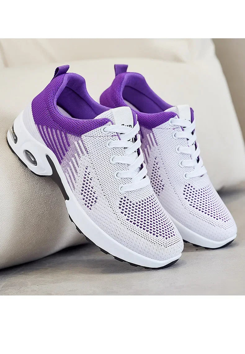 New Running Shoes Ladies Breathable Sneakers Summer Light Mesh Air Cushion Women's Sports Shoes Outdoor Lace Up Training Shoes