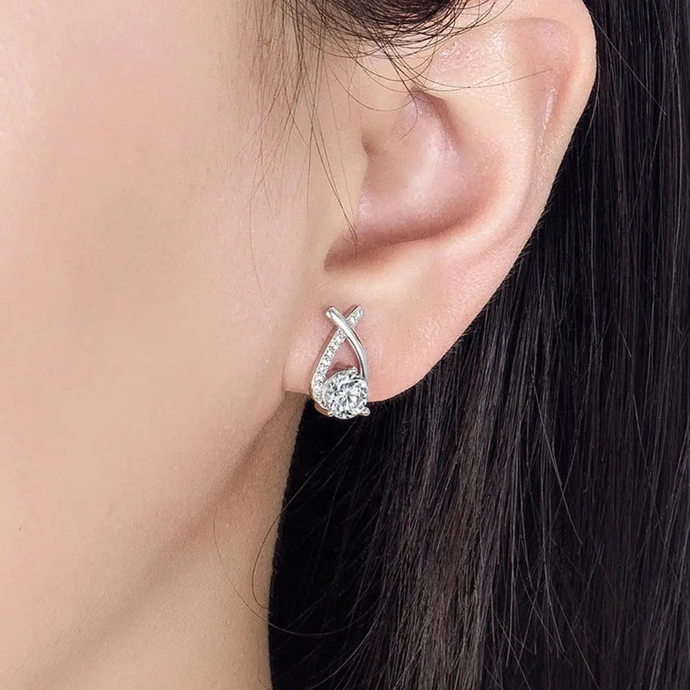 New Vintage Cross Stud Earrings For Women Girls Korean Style Elegant Crystal Jewelry Ear Rings Fishtail Lady Earrings Gift