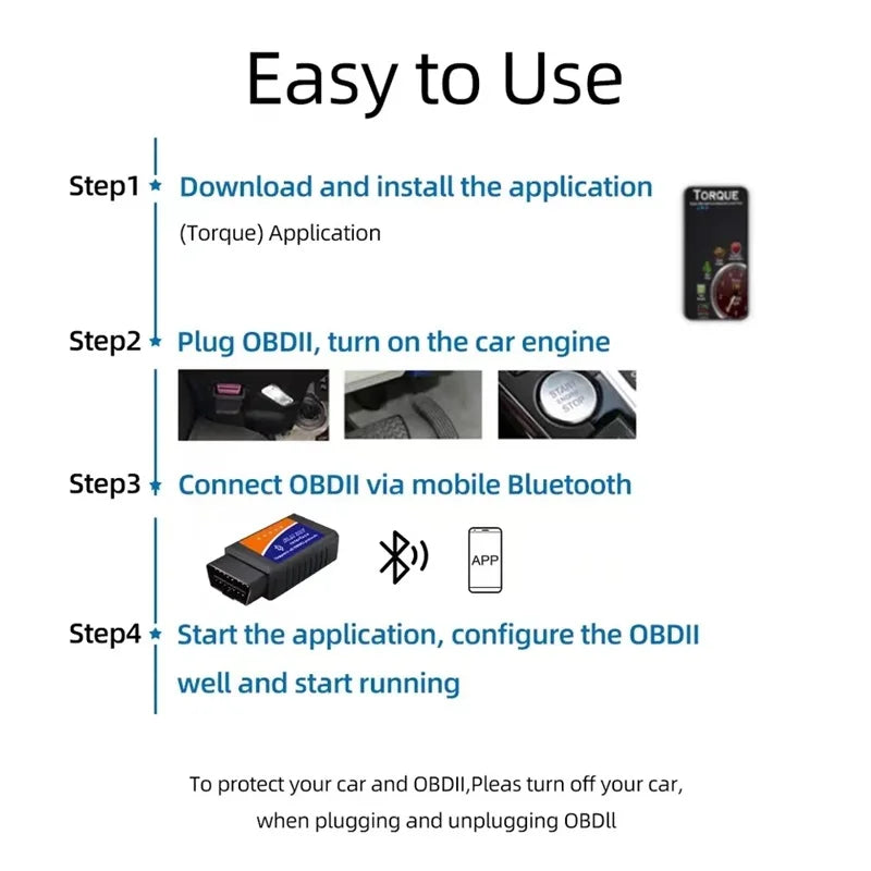 ELM327 V2.1 OBD2 Scanner Bluetooth Car Diagnostic Tool For Android /IOS Code Reader Automotive Fault Detector