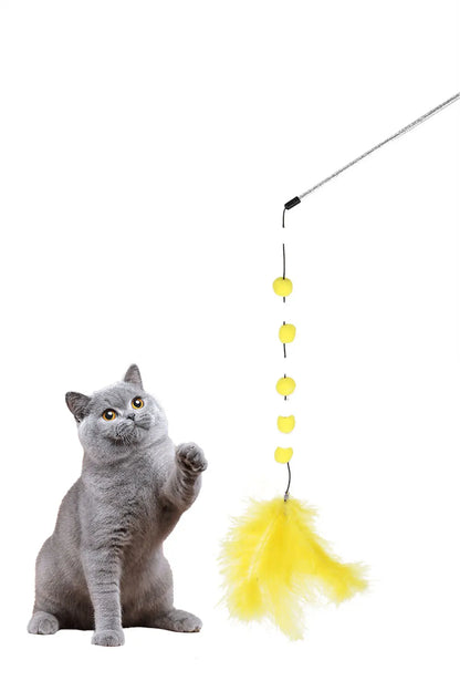 Funny Kitten Cat Teaser Interactive Toy Rod With Bell And Toys For Cats Teaser Interactive Toy Rod Pet Cats Toys Stick