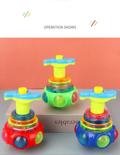 1 PCs Random Color Luminous Music Rotating Gyroscope Outdoor Toys Colorful Lights Luminous Toys Notes