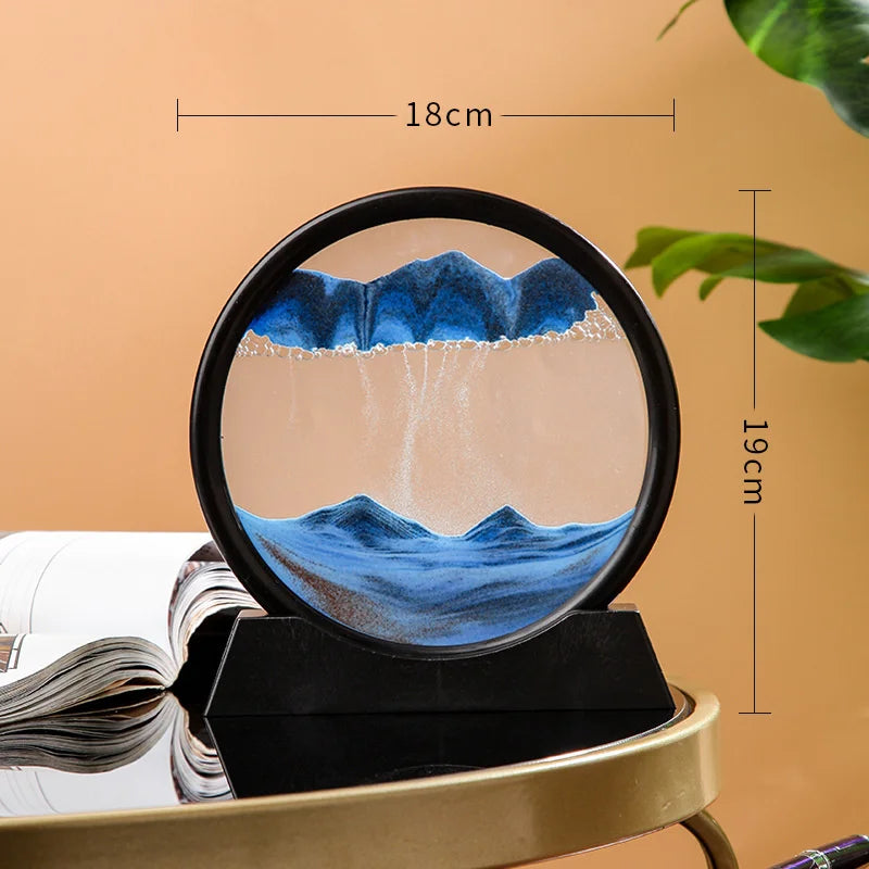 3D Moving Sand Art Nordic Creative Oranment Liquid Hourglass Flowing Sand Sandscape Round Quicksand Painting Home Decor Gifts