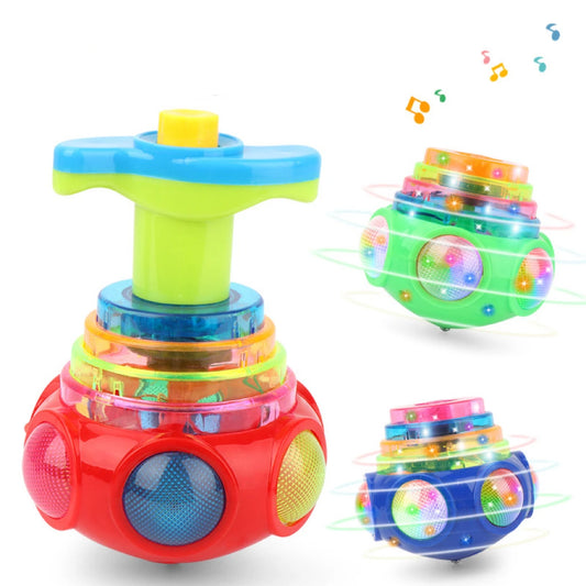 1 PCs Random Color Luminous Music Rotating Gyroscope Outdoor Toys Colorful Lights Luminous Toys Notes