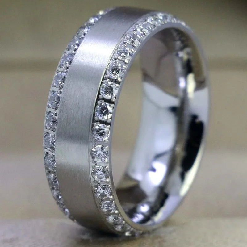 Sweet romantic couple men stainless steel ladies wedding ring set valentine's day jewelry