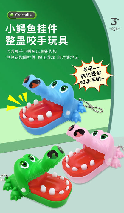 1 Pc Crocodile Teeth Dentist Game ABS Crocodile Biting Finger Game Family Tabletop Party Toy Funny Toy with Keychain for Kids