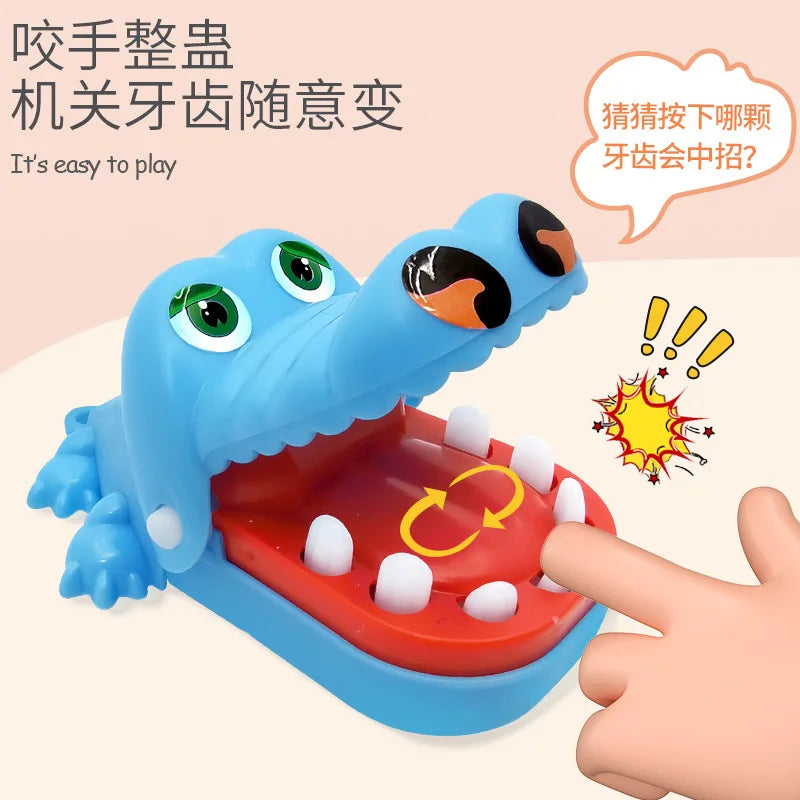 1 Pc Crocodile Teeth Dentist Game ABS Crocodile Biting Finger Game Family Tabletop Party Toy Funny Toy with Keychain for Kids