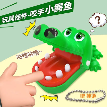 1 Pc Crocodile Teeth Dentist Game ABS Crocodile Biting Finger Game Family Tabletop Party Toy Funny Toy with Keychain for Kids