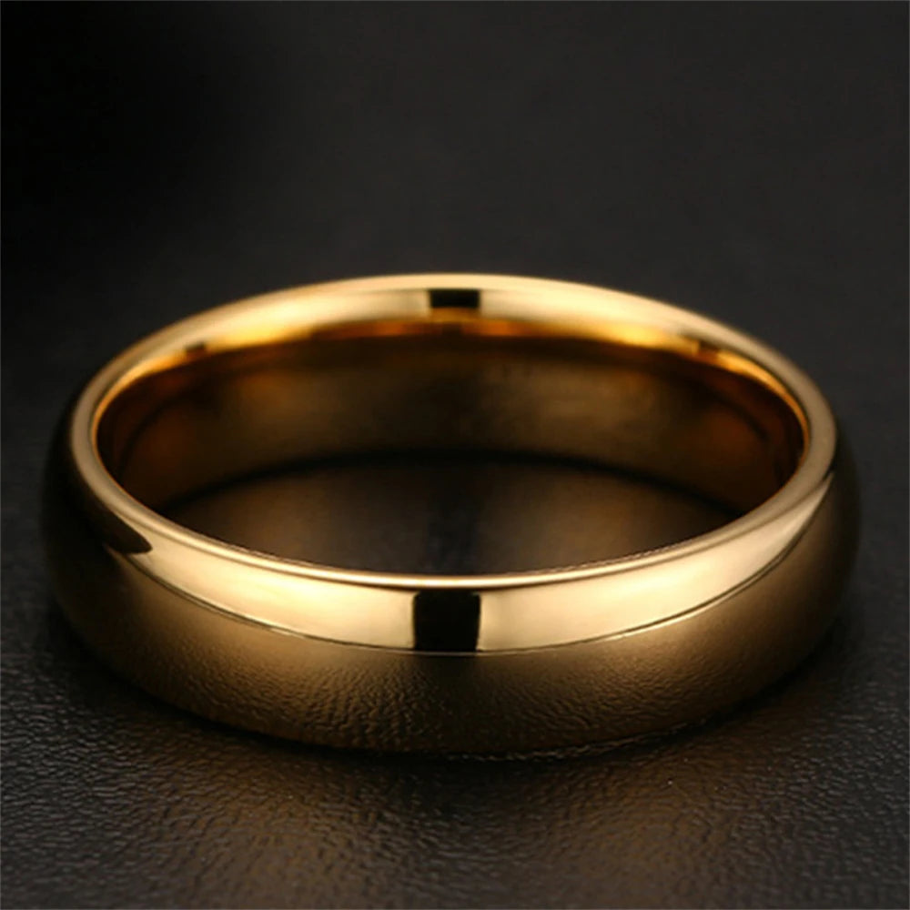 18K Gold-Plated Stainless Steel Ring Silver Color Anillos Mujer Couple Wedding Ring Bague Femme Acier Inoxydable Bague 4mm