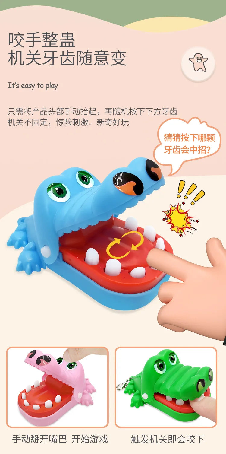 1 Pc Crocodile Teeth Dentist Game ABS Crocodile Biting Finger Game Family Tabletop Party Toy Funny Toy with Keychain for Kids