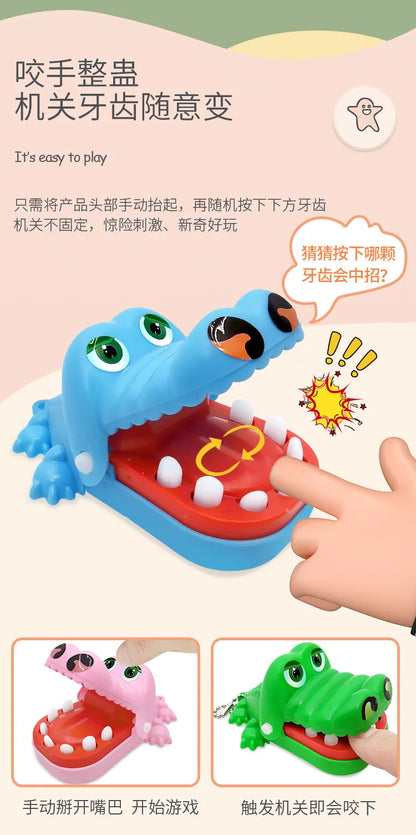 1 Pc Crocodile Teeth Dentist Game ABS Crocodile Biting Finger Game Family Tabletop Party Toy Funny Toy with Keychain for Kids