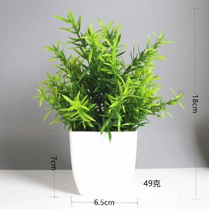 Artificial Bonsai Green Fake Plant Eucalyptus Flower Potted Plant for Indoor Outdoor Home Bedroom Garden Decoration Supplies