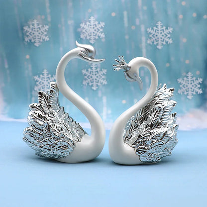 2pcs Swan Model Cute Figurine Collectibles Cute Car Interior Cake Top Decor for Love Theme Decoration Luxury Home Decor