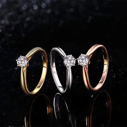 Classic Wedding Rings For Women Forever Simple Six Claws Zirconia Fashion Solitaire Engagement Marriage Gift Ring Jewelry