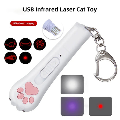 3-in-1 Interactive Usb Rechargeable Laser Cat Toy Infrared Light Laser Pattern Projection Cat Mint Toy Pet Supplies Scratching