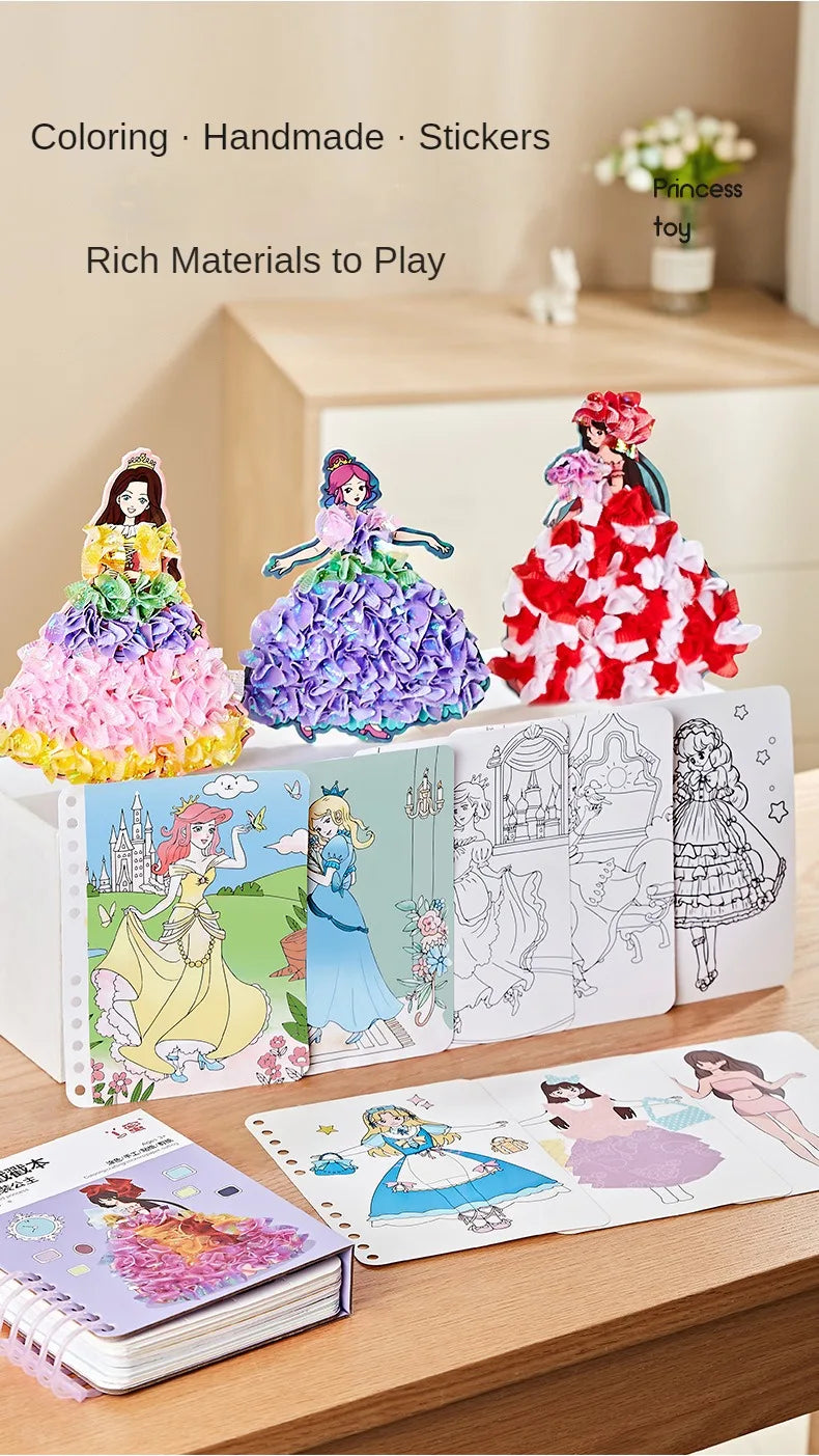 Children DIY Painting Sticker Craft Toys Kids Art Girls Poking Painting Princess Handmade Educational Magical Children Gifts