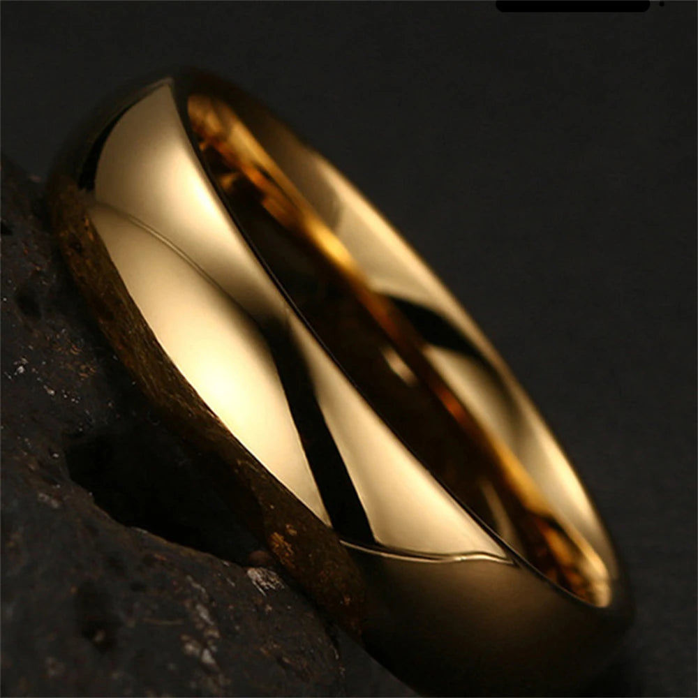 18K Gold-Plated Stainless Steel Ring Silver Color Anillos Mujer Couple Wedding Ring Bague Femme Acier Inoxydable Bague 4mm