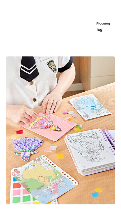 Children DIY Painting Sticker Craft Toys Kids Art Girls Poking Painting Princess Handmade Educational Magical Children Gifts