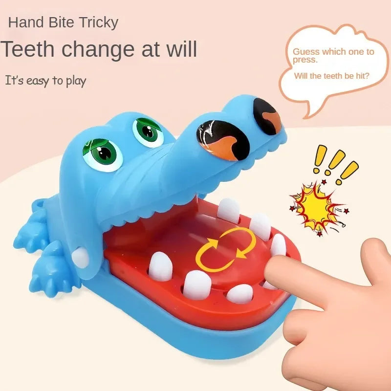 1 Pc Crocodile Teeth Dentist Game ABS Crocodile Biting Finger Game Family Tabletop Party Toy Funny Toy with Keychain for Kids