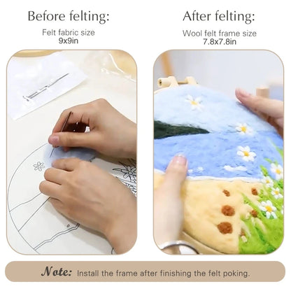 Painting Needle Felting Kits Beginners Creative DIY Wool Needle Felting Starter Kit Craft Painting Scenery Home Decoration