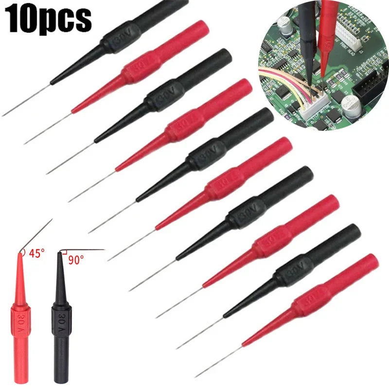 10Pcs 30V Diagnostic Tools Multimeter Test Lead Extention Back Piercing Needle Tip Probes Car Automotive Test Probe Kit 0.7MM