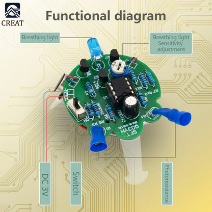 Electronic Soldering Simulated Firefly Flashing Robot DIY Kit LED Breathing Light Photosensitive Sensor Mobile Robot Part