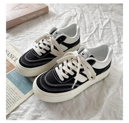 Thick-soled canvas shoes for women 2024 spring and autumn new niche original retro all-match sneakers Hong Kong style