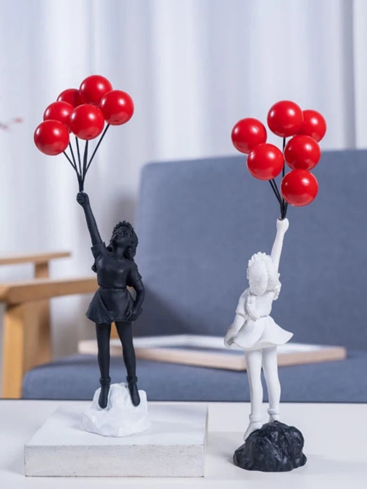 NORTHEUINS Resin Banksy Figurines for Interior Flower Thrower Statue Bomber Sculpture Home Desktop Decor Art Collection Objects