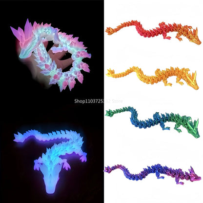 Luminous Toy 3D Printed Dragon Glow in the Dark Flying Dragon Rotatable Articulated Wing Dragons Home Office Ornaments Kids Gift