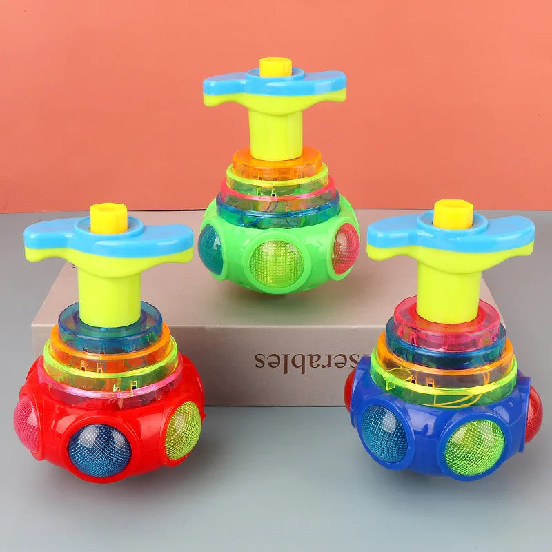 1 PCs Random Color Luminous Music Rotating Gyroscope Outdoor Toys Colorful Lights Luminous Toys Notes