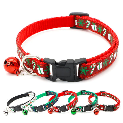 Pet Collar with Bell Adjustable Buckle Cats Dogs Collar Christmas Personalized Kitten Puppy Hamesses Small Animal Accessories