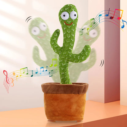 Rechargeable Dancer Cactus Glowing Dancing Electronic Plush Toys Can Sing Record Lighten for Baby Toy Education Funny Gift