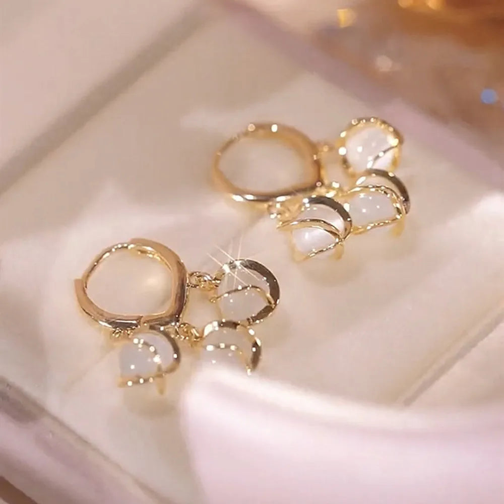 2022 New Trend Simulation Pearl Long Earrings Women's Flower Rhinestone Wedding Pendant Earrings Fashion Korean Jewelry Earrings