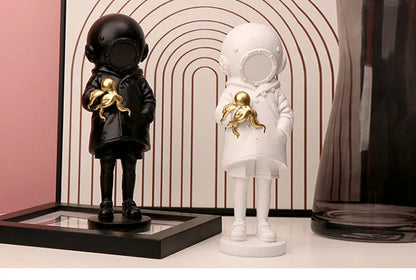 NORTHEUINS Resin Banksy Figurines for Interior Flower Thrower Statue Bomber Sculpture Home Desktop Decor Art Collection Objects