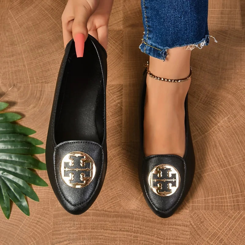 HotSelling 2024Autumn Women's MetalDecoratedFlat Shoes Casual Outdoor Women's Vulcanized Shoes Women's Loafers Zapatos De Mujer