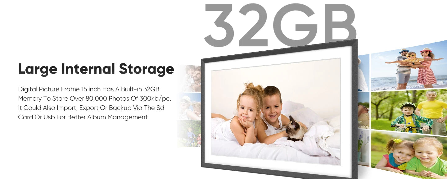 ARZOPA Digital Picture Frame 15.6" Large Wifi Digital Electronic Photo Frame with 32GB Storage, 1920x1080 FHD Touch Screen