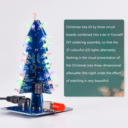 Xmas Tree DIY Kits RGB LED Flashing Tree DIY Kits Electronics Soldering Colorful 3D for Soldering Practice Learning