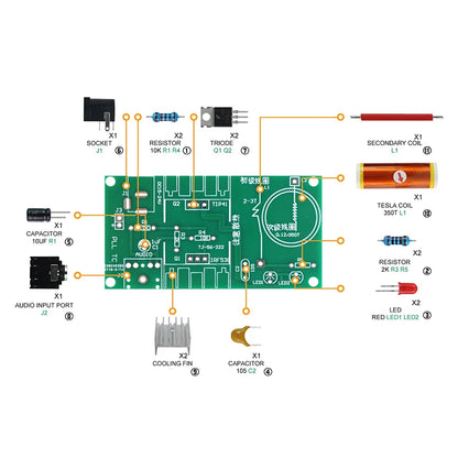 Tesla Coil DIY Welding Kit Self-Made Arc Fun Coil Audio Electronic Production and Assembly Experiment