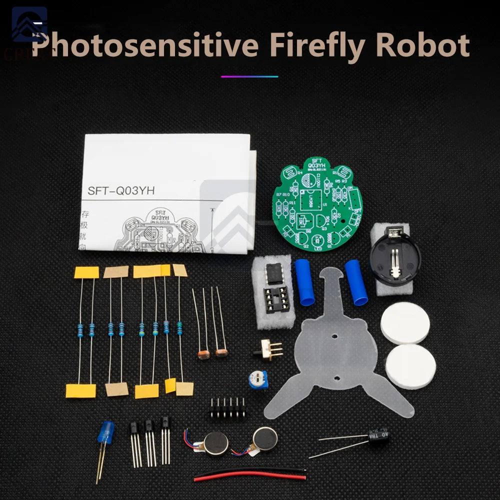 Electronic Soldering Simulated Firefly Flashing Robot DIY Kit LED Breathing Light Photosensitive Sensor Mobile Robot Part