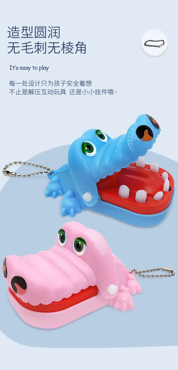 1 Pc Crocodile Teeth Dentist Game ABS Crocodile Biting Finger Game Family Tabletop Party Toy Funny Toy with Keychain for Kids