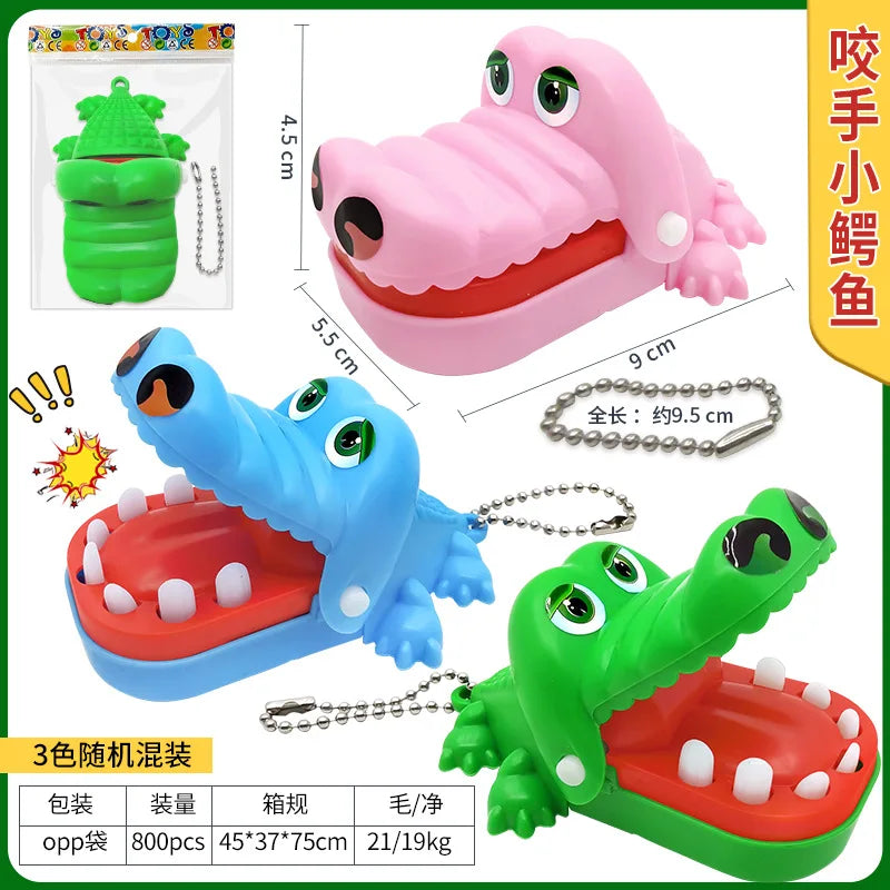 1 Pc Crocodile Teeth Dentist Game ABS Crocodile Biting Finger Game Family Tabletop Party Toy Funny Toy with Keychain for Kids