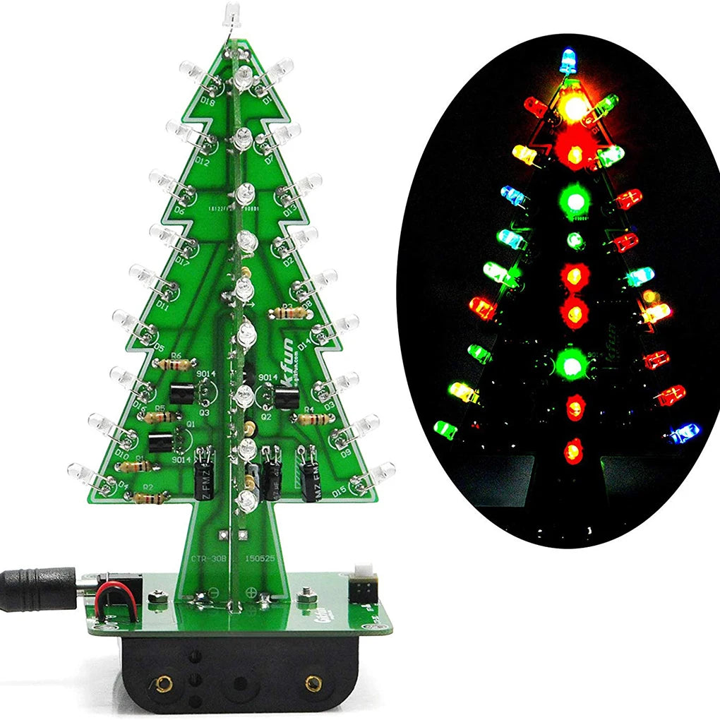 3D xmas Tree Soldering Practice Electronic Science Assembly Kit 3 Color/7 Color NoFlashing LED PCB DIY Electronics Kits