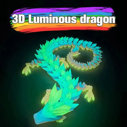 Luminous Toy 3D Printed Dragon Glow in the Dark Flying Dragon Rotatable Articulated Wing Dragons Home Office Ornaments Kids Gift